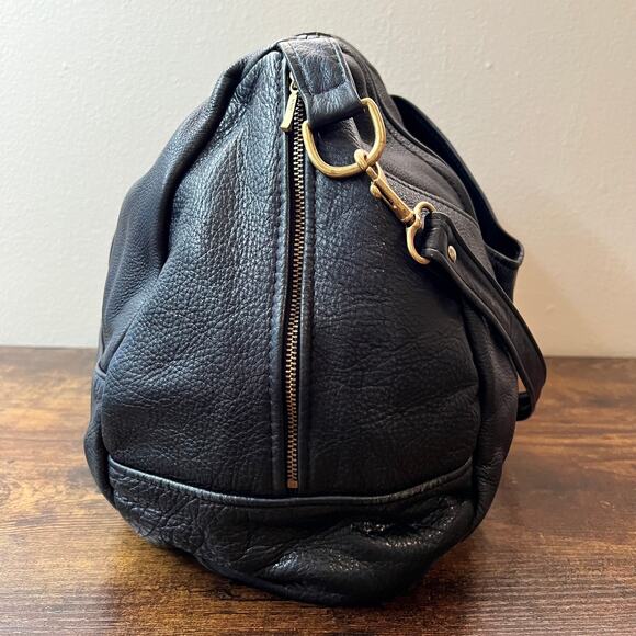 Victoria Leather Co Shoulder Bag Large Black Pebbled Leather Droplet Crossbody - Picture 6 of 15